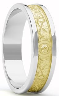 Yellow & White Gold Celtic "Warrior" Band Ring - 7mm width