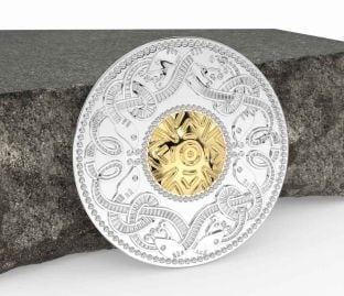 White Yellow Gold Celtic Warrior Brooch