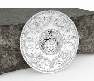 White Gold Celtic Warrior Brooch