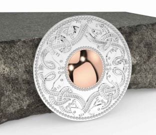 White Rose Gold Celtic Warrior Brooch