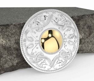 White Yellow Gold Celtic Warrior Brooch