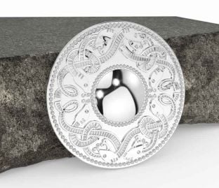 White Gold Celtic Warrior Brooch