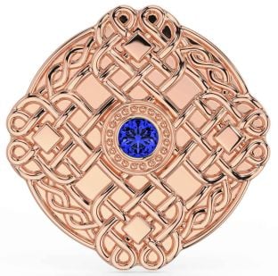 Sapphire Rose Gold Silver Celtic Warrior Brooch