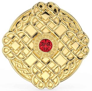 Ruby Gold Celtic Warrior Brooch