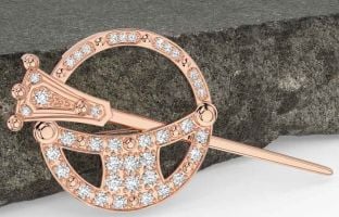 Diamond Rose Gold Silver Celtic Ardagh Brooch