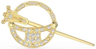 Diamond Gold Silver Celtic Ardagh Brooch