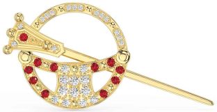 Diamond Ruby Gold Silver Celtic Ardagh Brooch