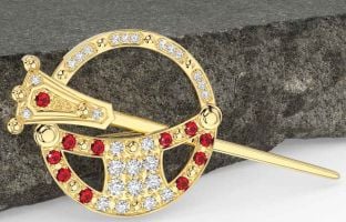 Diamond Ruby Gold Silver Celtic Ardagh Brooch
