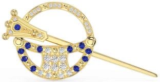 Diamond Sapphire Gold Silver Celtic Ardagh Brooch