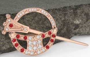 Diamond Ruby Rose Gold Celtic Ardagh Brooch