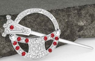 Diamond Ruby White Gold Celtic Ardagh Brooch
