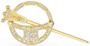 Diamond Gold Celtic Ardagh Brooch