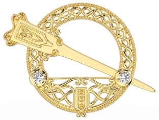 Diamond Gold Celtic Ardagh Brooch