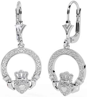 Diamant Zilver Claddagh Bengelen Oorbellen