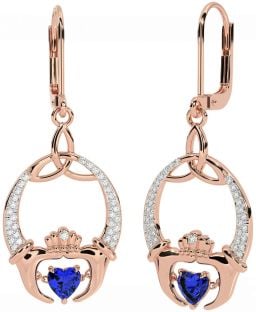 Trandafir safir diamant Aur Argint Claddagh Celtic Trinity Cercei Knot Dangle