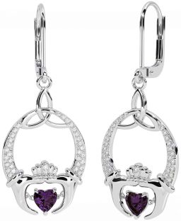 Diamant Alexandrite Sølv Claddagh Celtic Treenighet Knute Dingle Øredobber