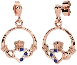 Diamante Zafiro Rosa Oro Plata Claddagh Colgar Pendientes