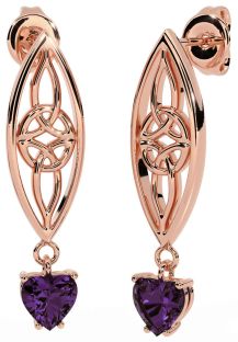 Alexandrite Rose Gold Silver Celtic Dangle Earrings