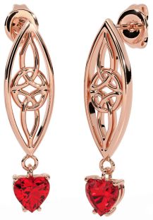 Ruby Rose Gold Silver Celtic Dangle Earrings