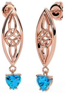 Topaz Rose Gold Silver Celtic Dangle Earrings