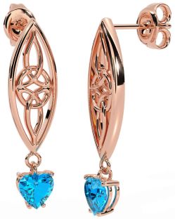 Topaz Rose Gold Silver Celtic Dangle Earrings
