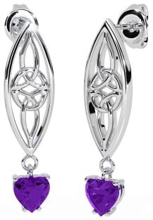 Amethyst Silver Celtic Dangle Earrings