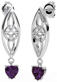 Alexandrite Silver Celtic Dangle Earrings