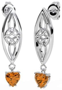 Citrine Silver Celtic Dangle Earrings