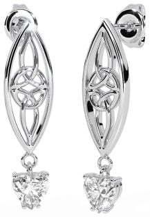 Diamond Silver Celtic Dangle Earrings