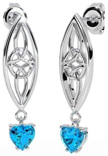 Topaz Silver Celtic Dangle Earrings