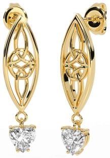 Diamond Gold Celtic Dangle Earrings