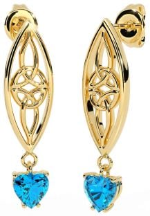 Topaz Gold Celtic Dangle Earrings