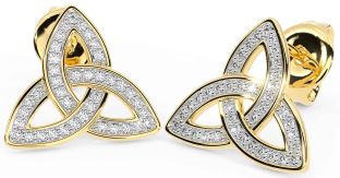 Diamond Gold Celtic Trinity Knot Stud Earrings