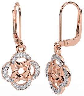 Diamond Rose Gold Celtic Dangle Earrings