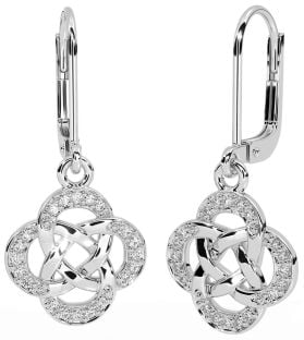 Diamond Silver Celtic Dangle Earrings