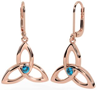 Topaz Rose Gold Silver Celtic Trinity Knot Dangle Earrings