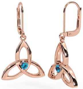Topaz Rose Gold Silver Celtic Trinity Knot Dangle Earrings