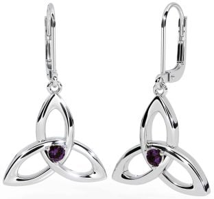 Alexandrite Silver Celtic Trinity Knot Dangle Earrings
