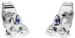 Sapphire Silver Celtic Trinity Knot Stud Earrings