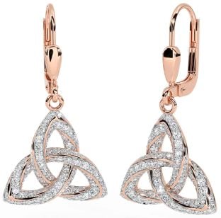 Diamond Rose Gold Cercei Dangle Celtic Trinity Knot