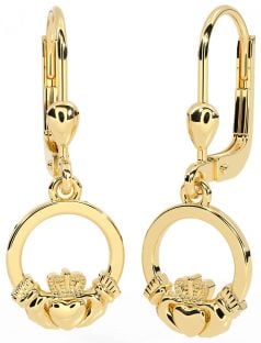 Ouro Prata Claddagh Pendurar Brincos