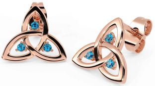 Topaz Rose Gold Silver Celtic Trinity Knot Stud Earrings