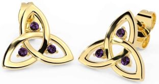 Alexandrite Gold Silver Celtic Trinity Knot Stud Earrings