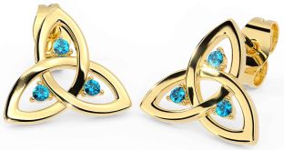 Topaz Gold Silver Celtic Trinity Knot Stud Earrings