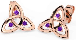 Amethyst Rose Gold keltisch Dreieinigkeit Knoten Zucht Ohrringe