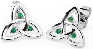 Bleu vert Argent celtique Trinité Noeud Goujon Des boucles d'oreilles