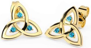 Topaz Gold Celtic Trinity Knot Stud Earrings
