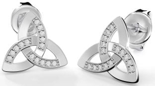 Diamant Argent celtique Trinité Noeud Goujon Des boucles d'oreilles