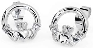 Silber Claddagh Baumeln Ohrringe