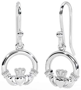 Silver Claddagh Dangle Earrings